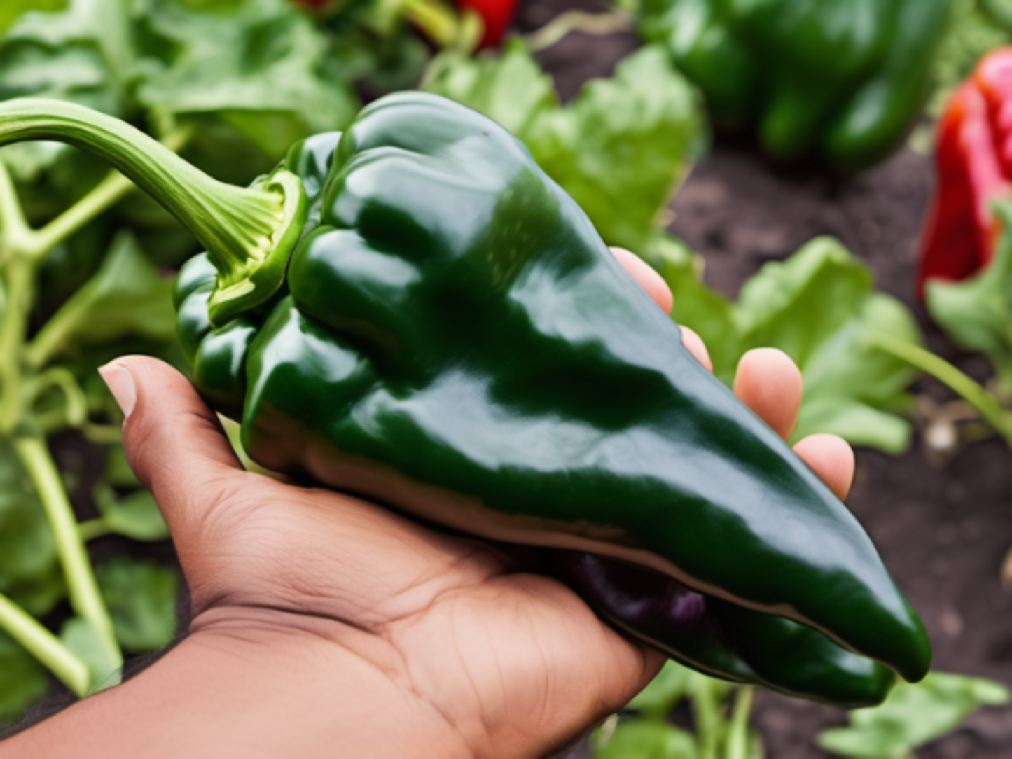 Poblano chili pepper with vibrant green color Poblano piment au poivre vert vibrant