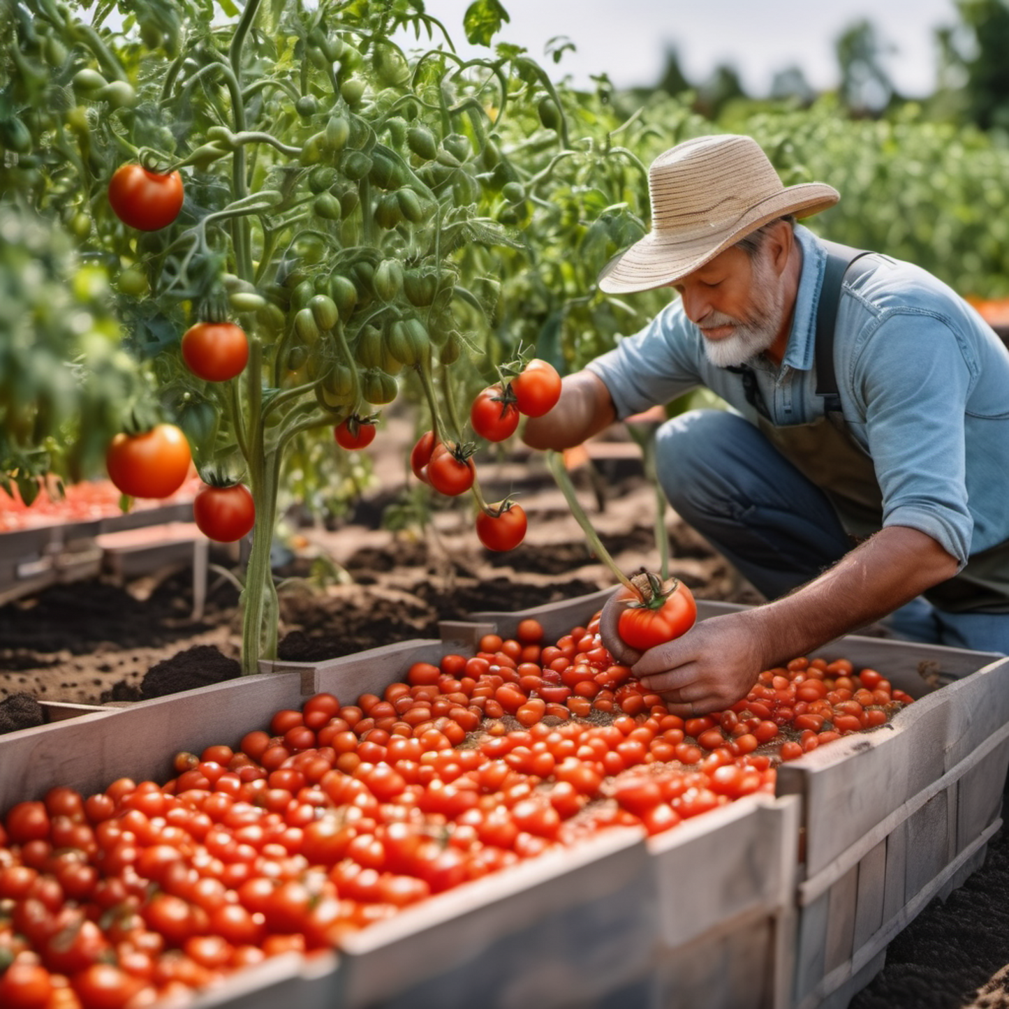German Johnson a heirloom variety with juicy tomatoes. German Johnson, une variété ancienne avec des tomates juteuses.