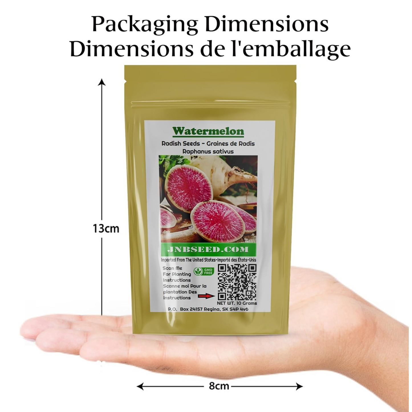 Vibrant watermelon radish seeds for your garden. Des graines de radis pastèque vibrantes pour votre jardin.