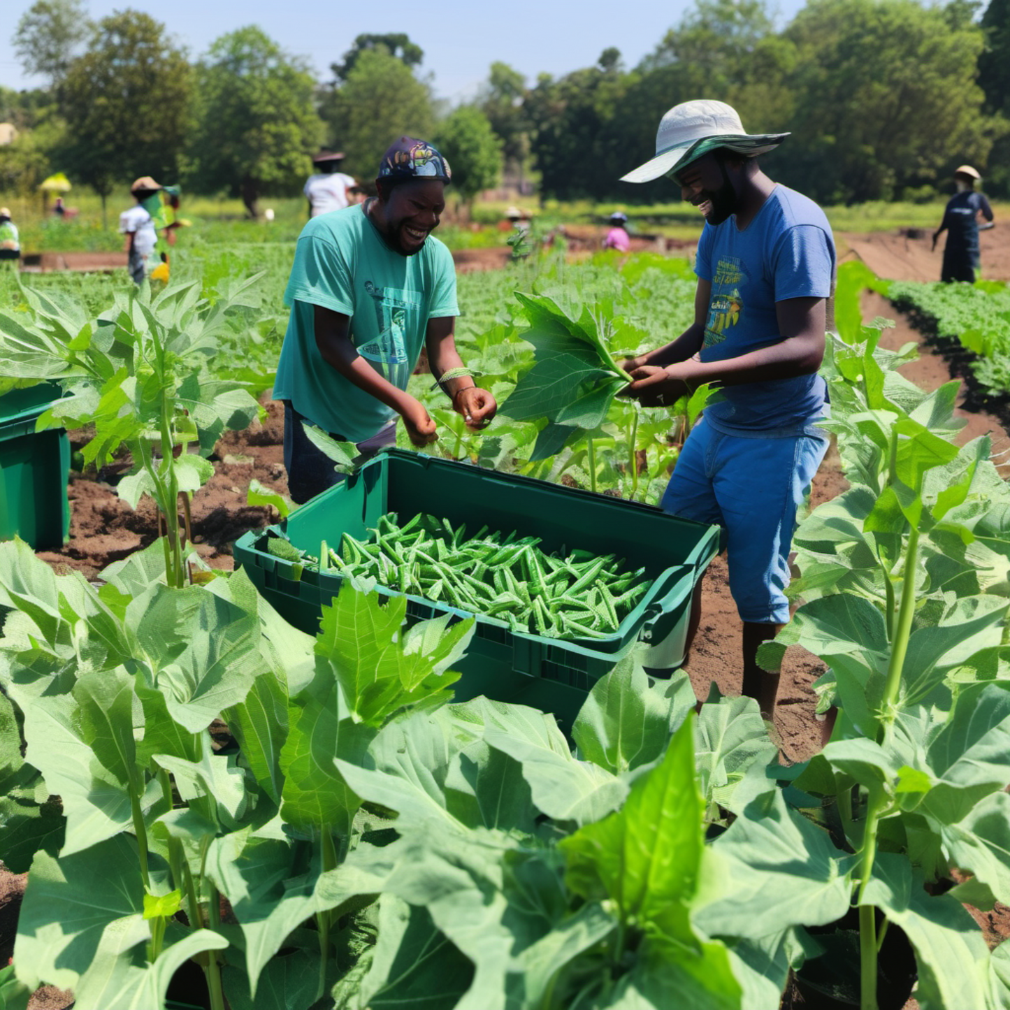 Vibrant emerald okra, perfect for growing in your garden. Gombo émeraude vibrant, parfait pour la culture dans votre jardin.