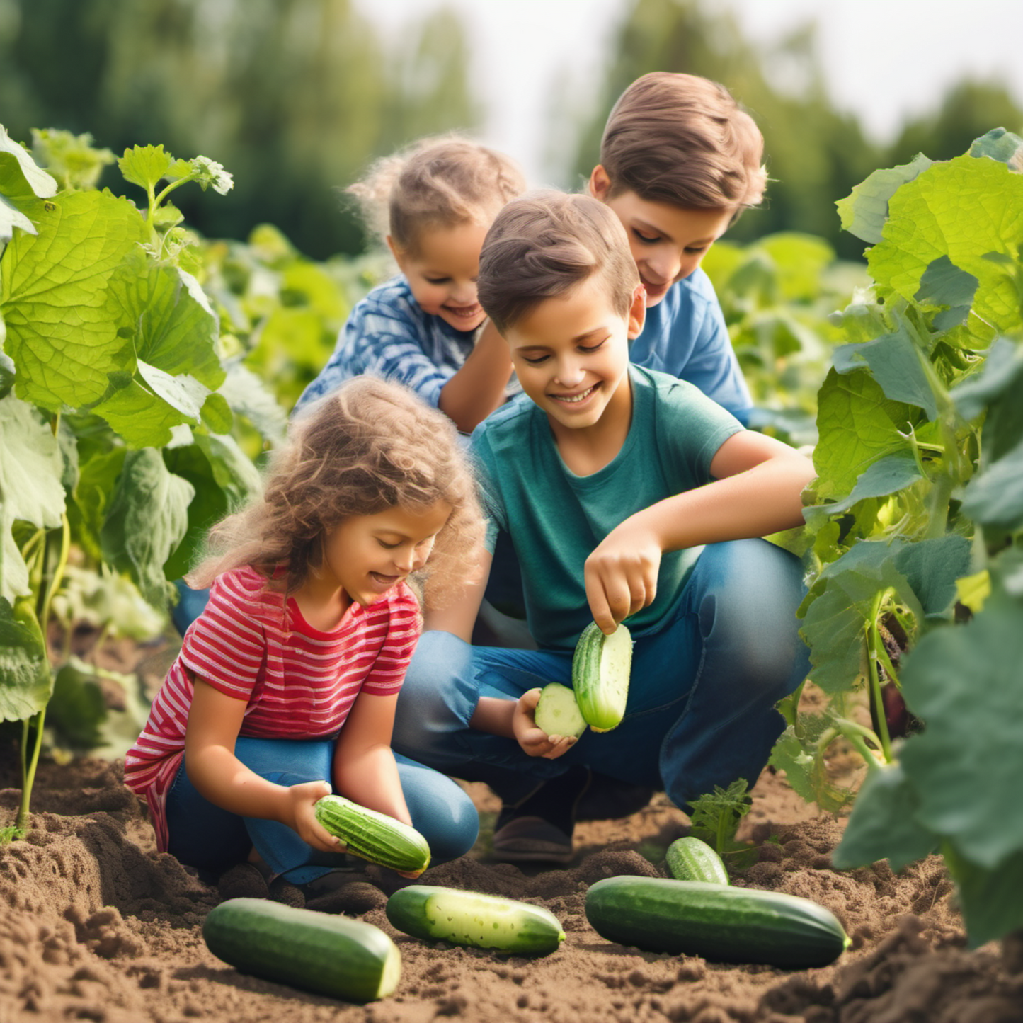 Straight 8 Cucumber Fresh, green cucumbers growing on a vine Droit 8 concombre Frais, concombres verts poussant sur une vigne