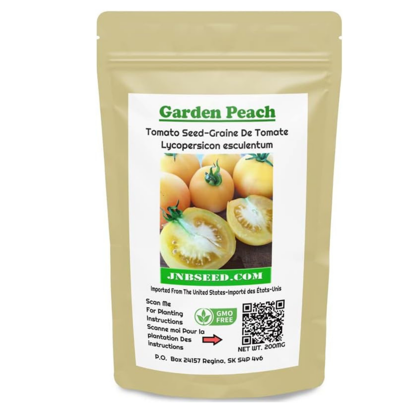 Garden Peach Tomato Seeds Heirloom Non-GMO, and Juicy. Pêches du jardin, graines de tomates, héritage, sans OGM et juteuses.