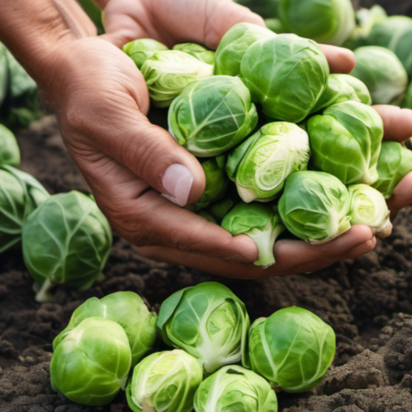 picking Brussels Sprout Long Island in the Garden cueillir des choux de Bruxelles Long Island dans le jardin