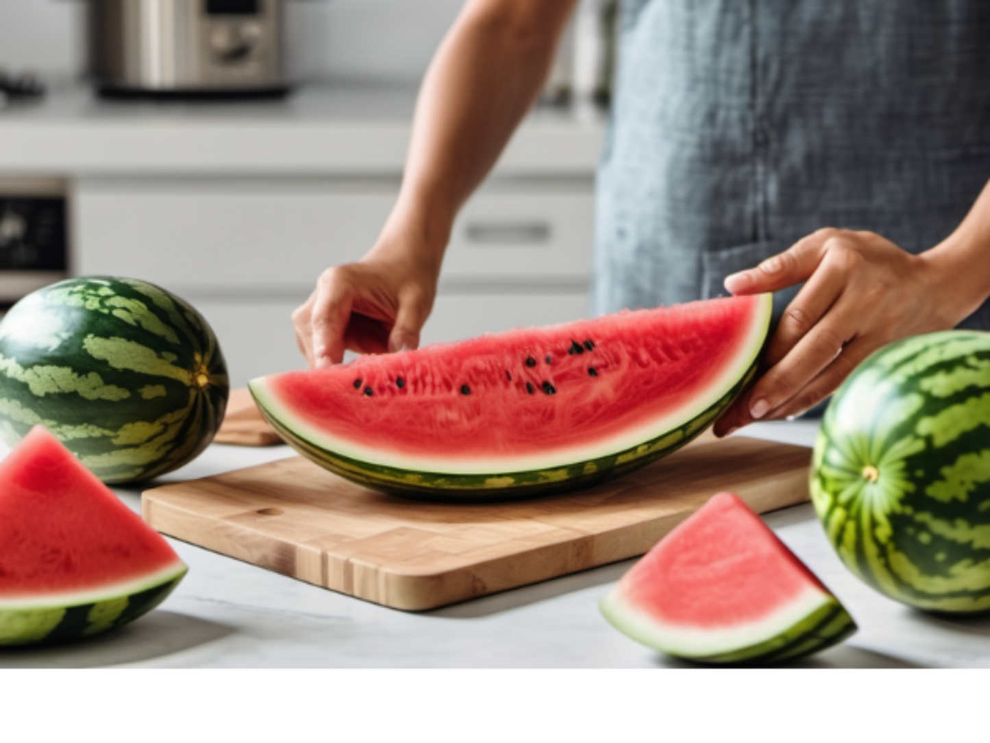 Hand holding sliced jubilee watermelon seeds Main tenant des tranches de graines de pastèque jubilé