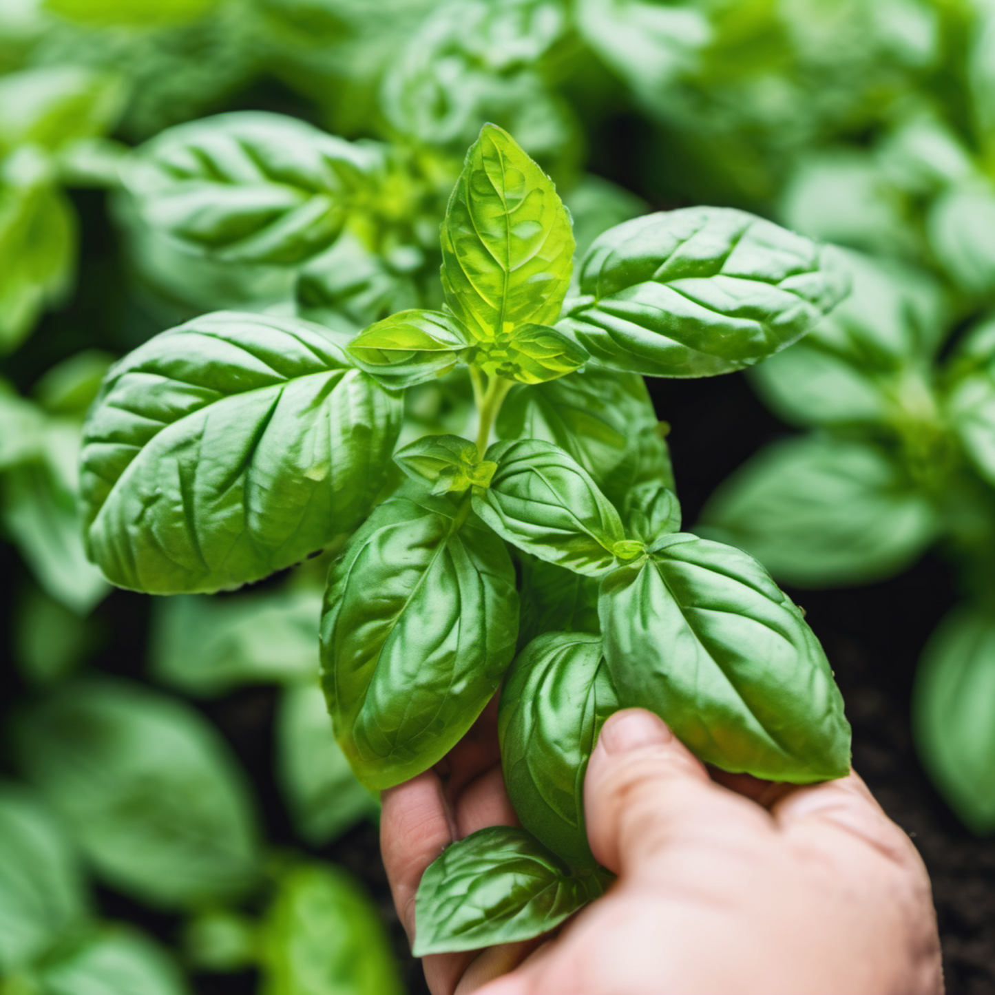 Fresh Italian Large Leaf Basil leaf for seasoning Feuilles de basilic italien frais à grandes feuilles pour l'assaisonnement