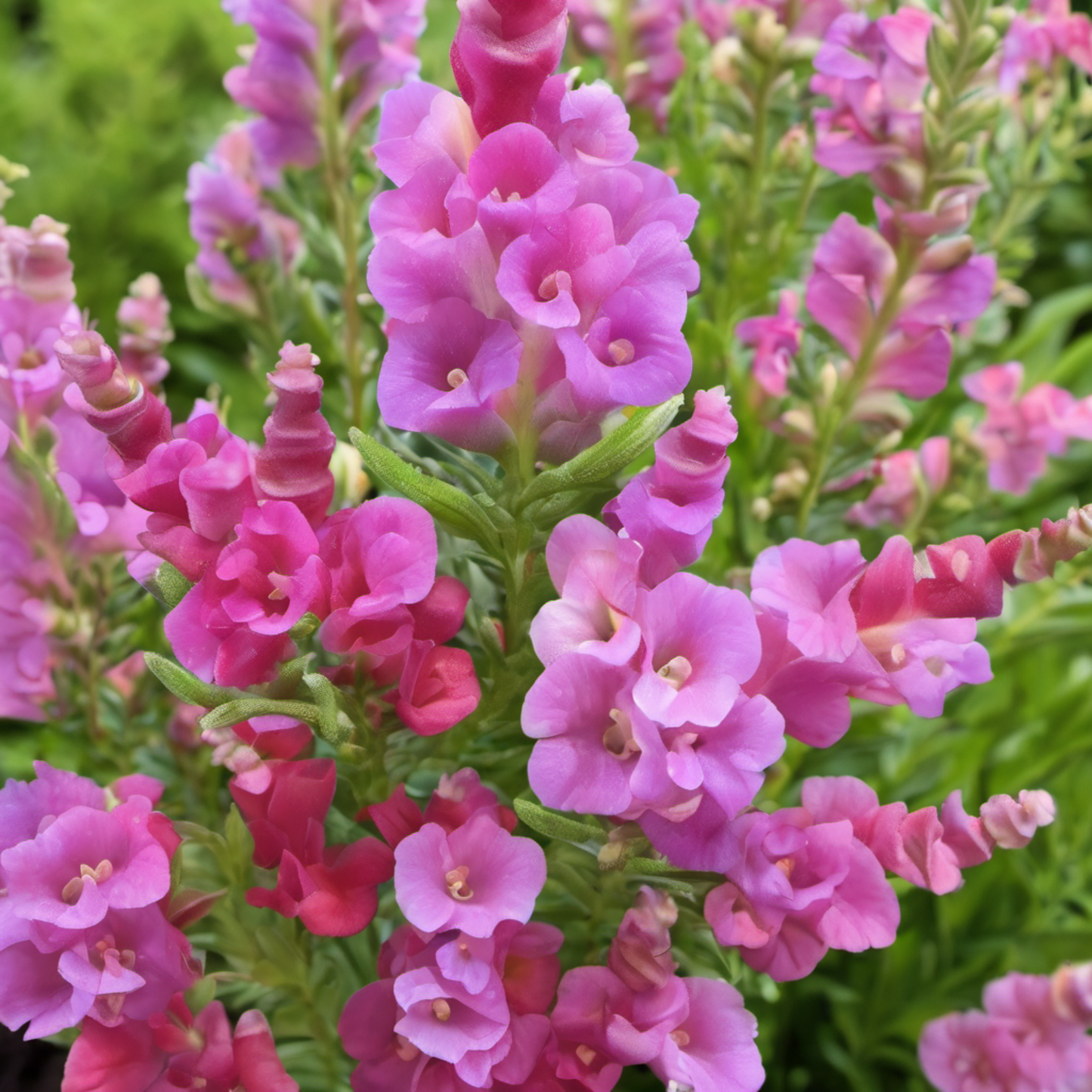 Colorful garden of snapdragons bloom Jardin coloré de snapdragons fleurissent