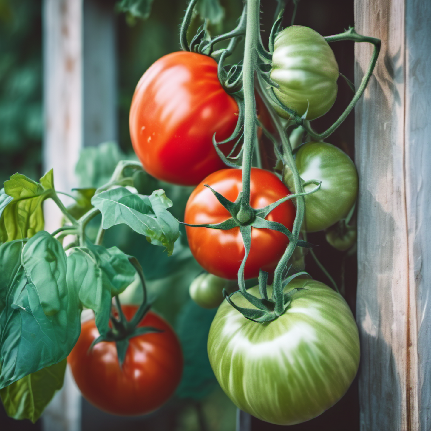 Close-up of vibrant Oxheart tomatoes Gros plan de tomates Oxheart vibrantes