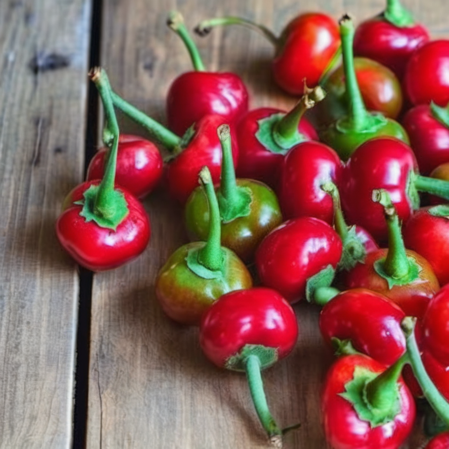 Ripe and bounty red cherry pepper on the surface Poivre de cerise rouge Ripe et prime sur la surface