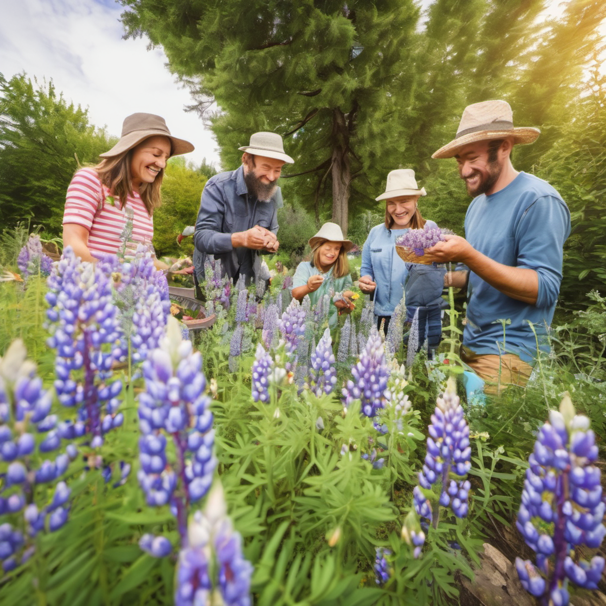 Bright colors of Russell Lupine flower seed in focus. Couleurs vives de la graine de fleur de lupin Russell en point de mire.