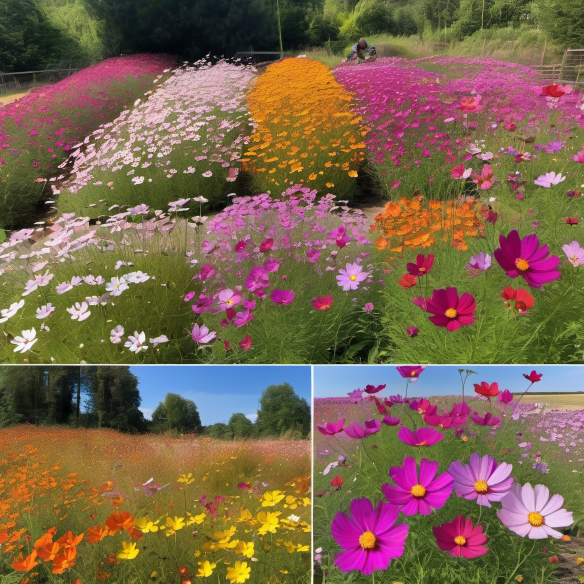 A collection of cosmos seeds with vibrant hues. Une collection de graines de cosmos aux teintes vibrantes.