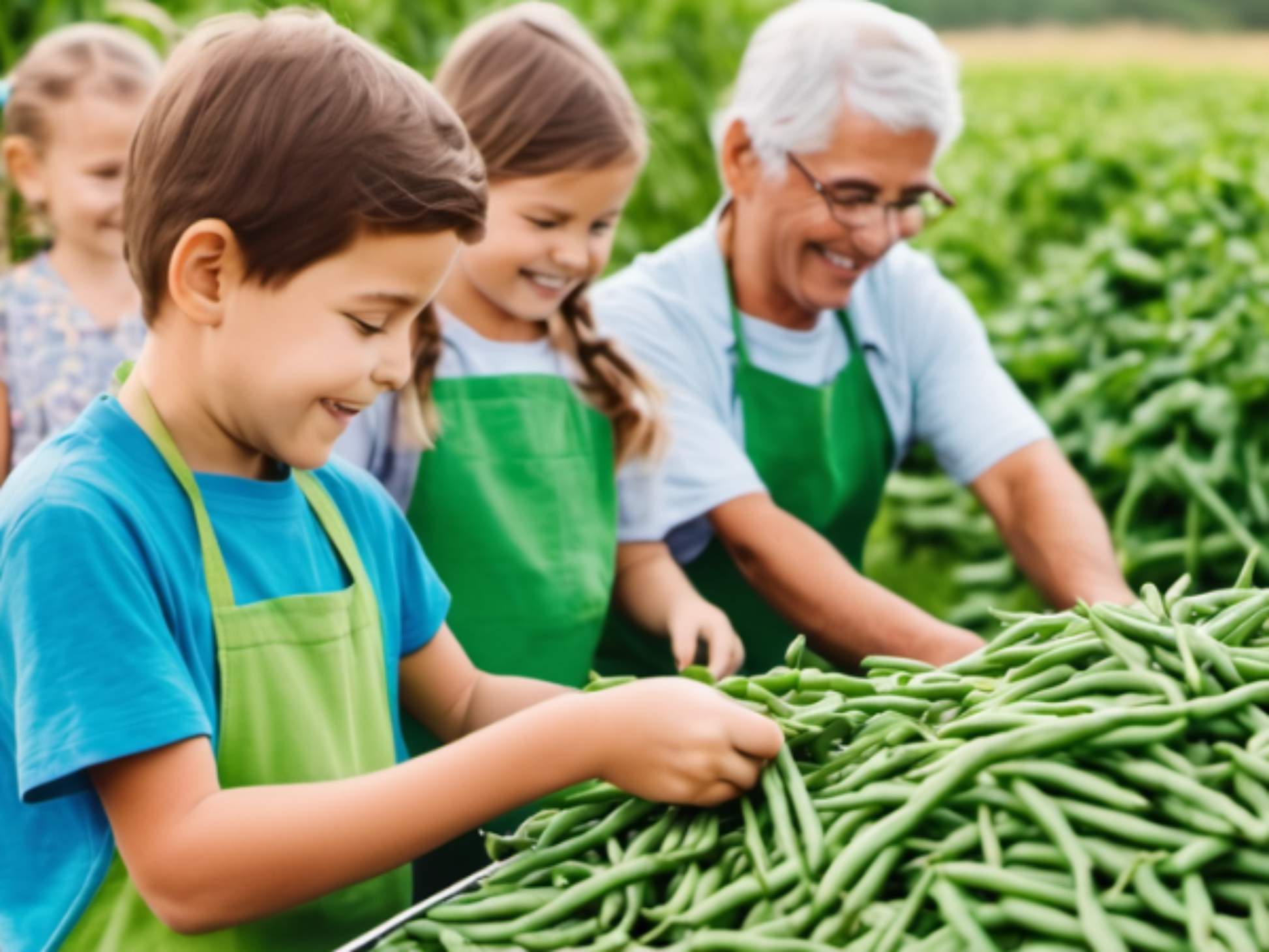 Bountiful harvest of Greencrop snap beans Récolte abondante de haricots mange-tout Greencrop