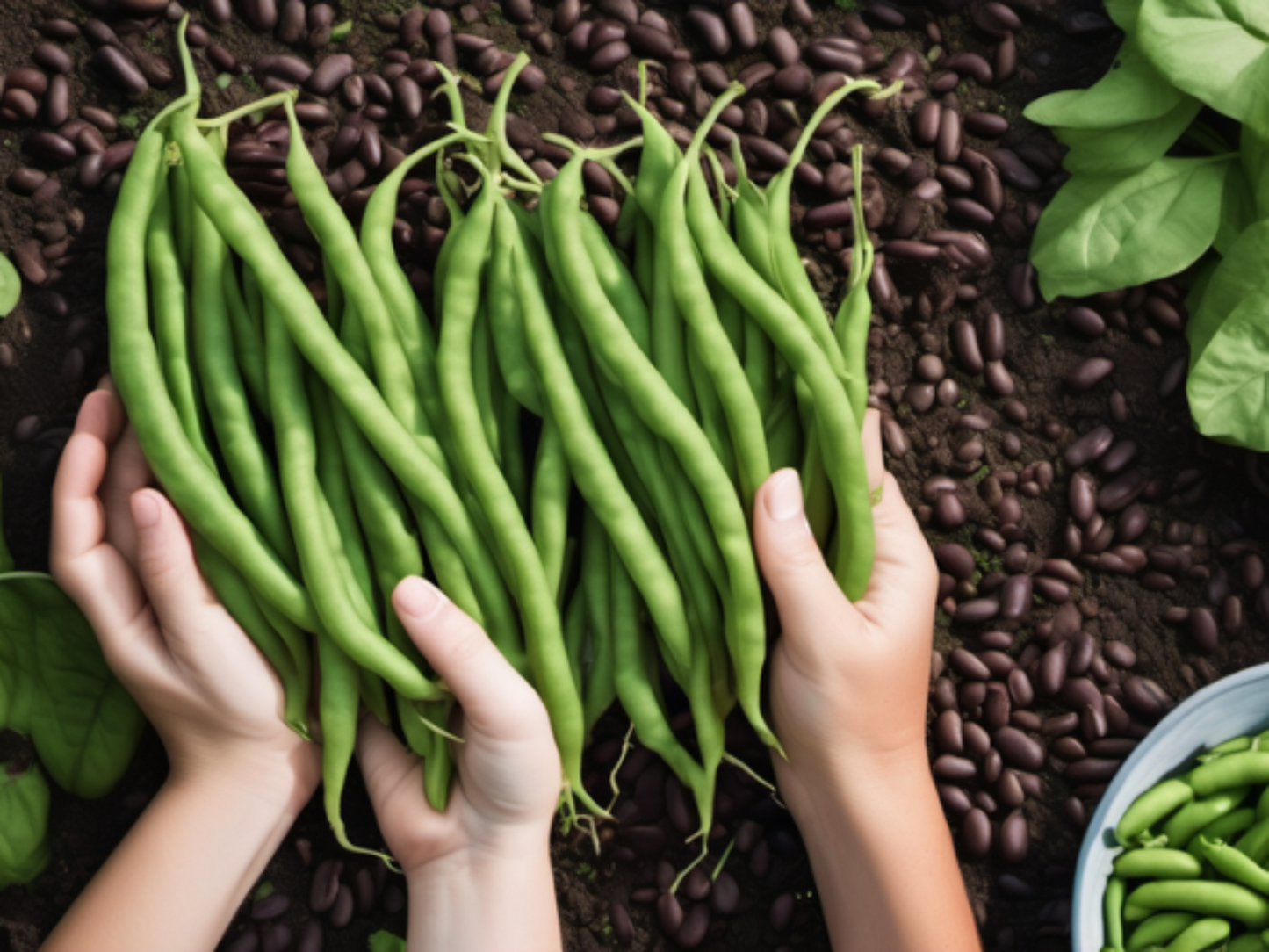 Vibrant Greencrop bush beans ready for picking Haricots nains Greencrop vibrants prêts à être cueillis