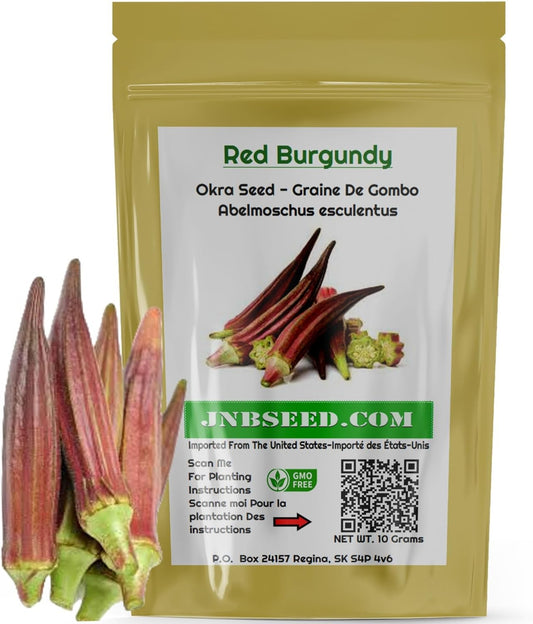 Packet of Red Burgundy Okra seeds Packet de graines d'Okra rouge de Bourgogne