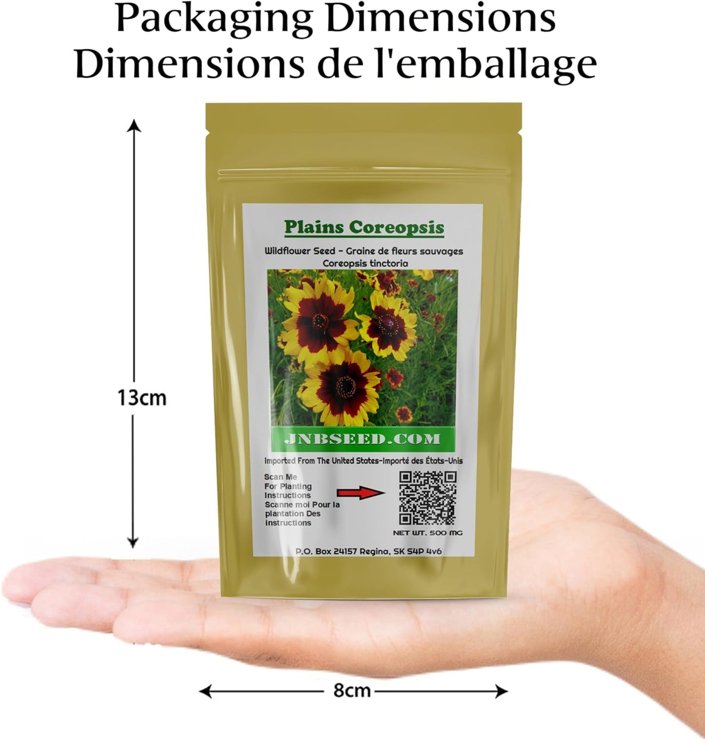 Coreopsis Flower Seeds packaging dimension  Dimension de l'emballage de Coreopsis Flower Seeds