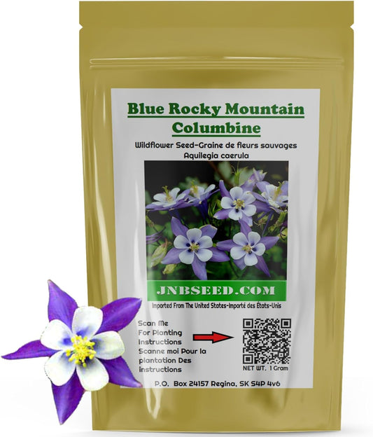 Blue Rocky Mountain Columbine Wildflower Seed pack ideal for Canada planting Pack de graines de fleurs sauvages Blue Rocky Mountain Columbine idéal pour la plantation au Canada