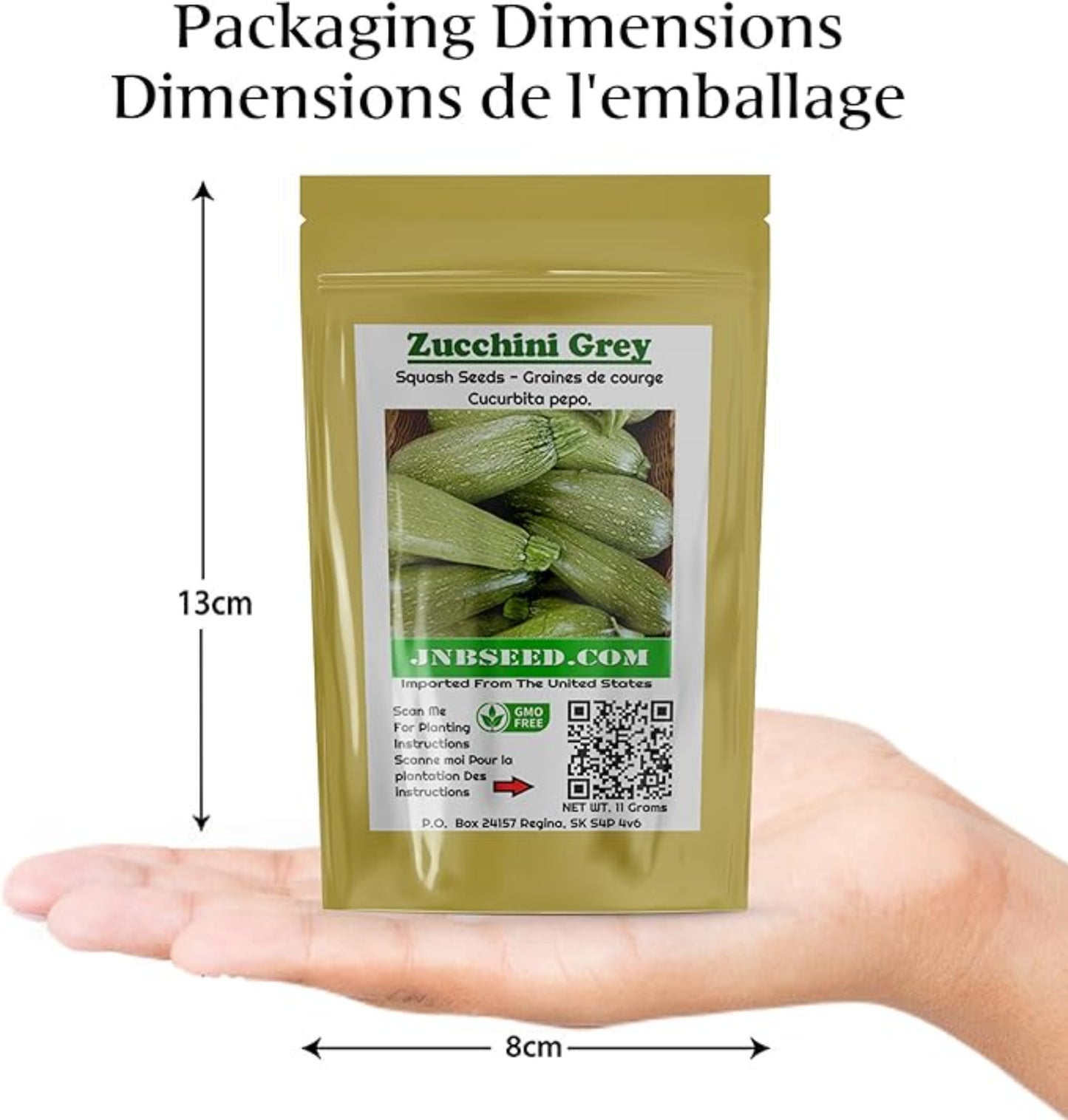 Grey Zucchini Seeds Packaging Emballage de graines de courgettes grises