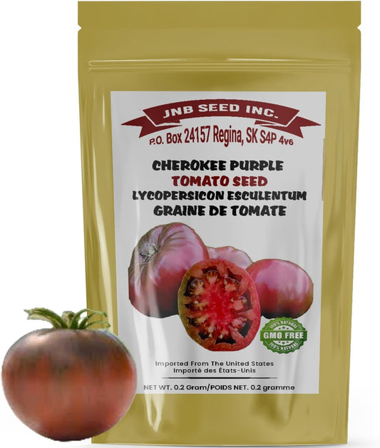 Seed pack of Cherokee Purple tomatoes, suitable for Canada Paquet de graines de tomates Cherokee Purple, adaptées au Canada