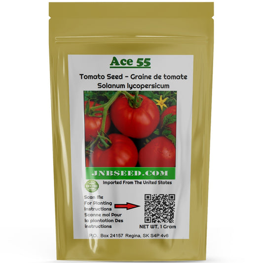 Vibrant Heirloom Ace 55 tomato seed packaging designed for successful planting in Canada hydroponics