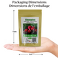 packaging dimensions of Champion Radish Seeds pack Dimensions de l'emballage du pack de graines de radis Champion