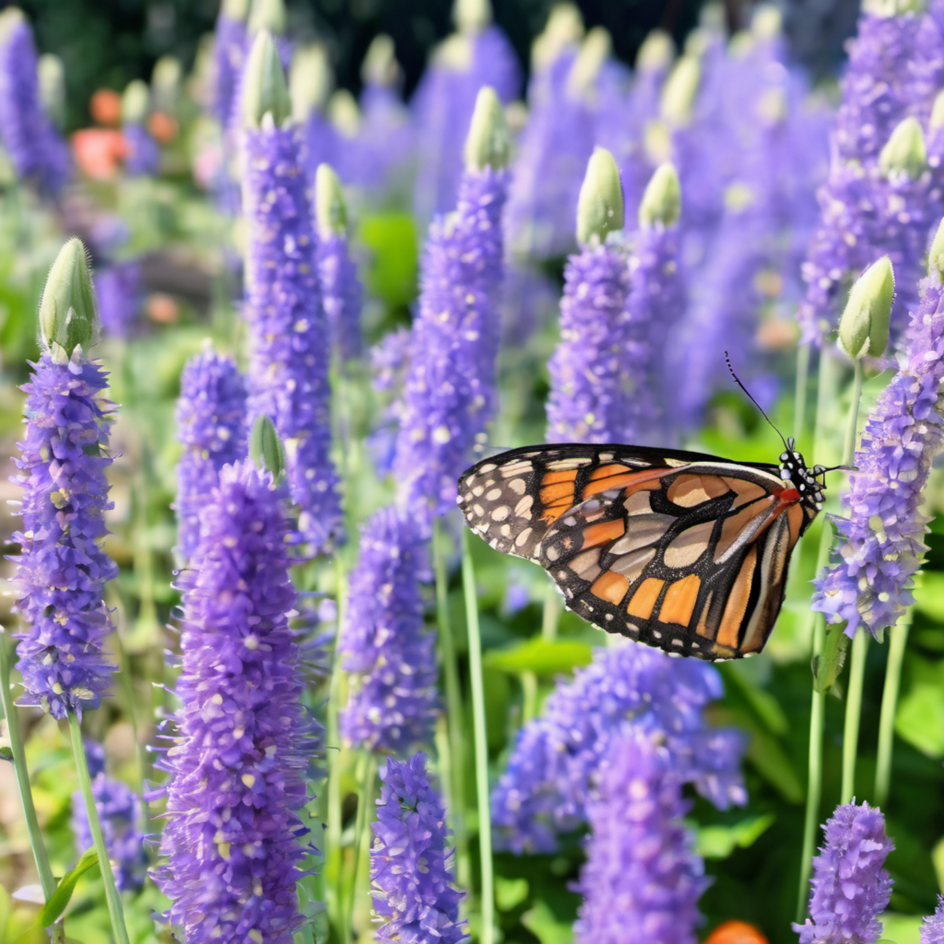 Hyssop flower seeds attract butterflies Les graines de fleurs d'hysope attirent les papillons