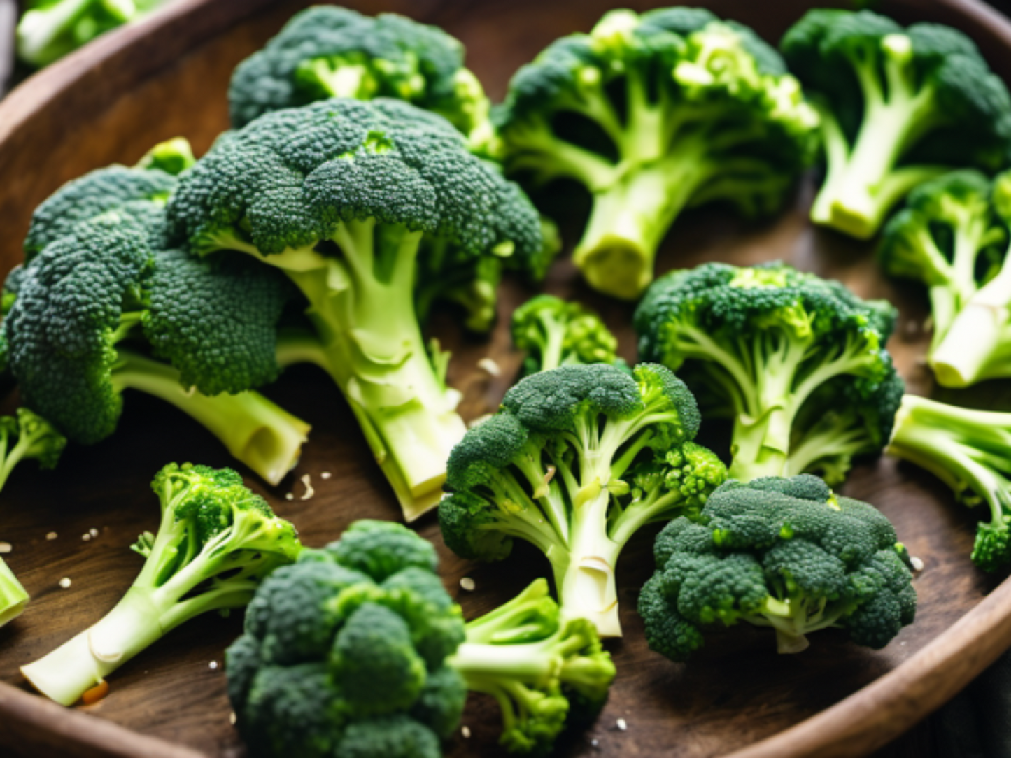 Calabrese Green Sprouting Broccoli placed on a plate Brocoli vert calabrais placé sur une assiette