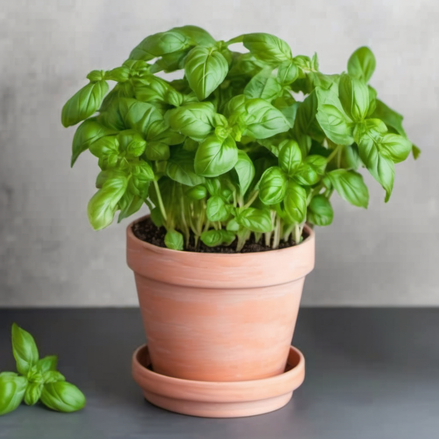 Large, aromatic leaves of Italian Basil container gardening Grandes feuilles aromatiques jardinage en pot de basilic italien