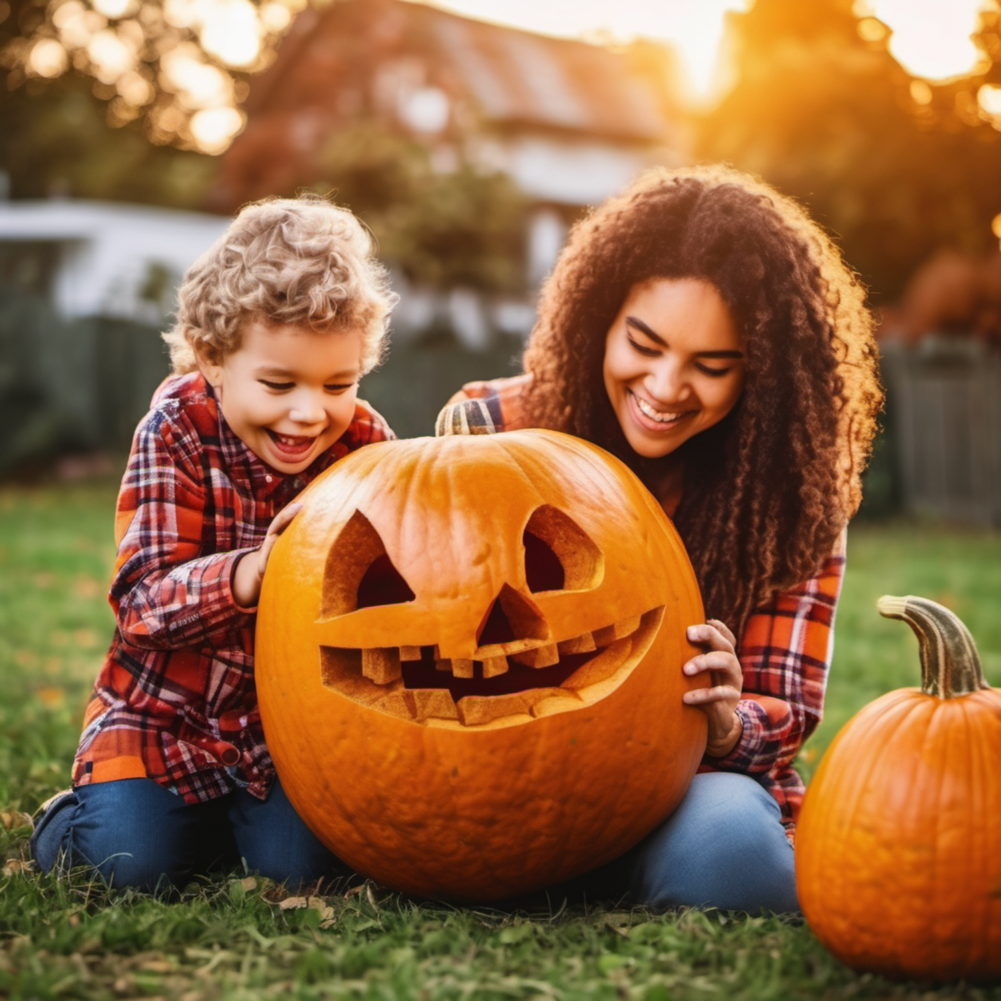 Engage your children in carving Jack O Lantern Pumpkin Engagez vos enfants à sculpter une citrouille Jack O Lantern